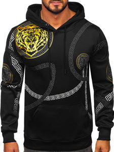 Men's Printed Kangaroo Hoodie Black Bolf 8B999