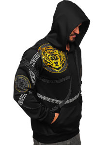 Men's Printed Kangaroo Hoodie Black Bolf 8B999