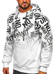 Men's Printed Kangaroo Hoodie Black-White Bolf 8B998