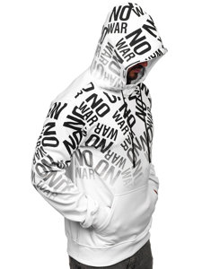 Men's Printed Kangaroo Hoodie Black-White Bolf 8B998