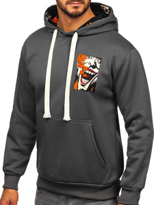 Men's Printed Kangaroo Hoodie Graphite Bolf M286