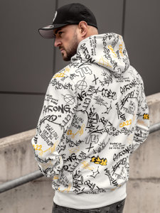 Men's Printed Kangaroo Hoodie White Bolf 8B1101A