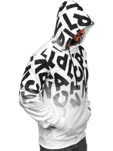 Men's Printed Kangaroo Hoodie White Bolf 8B992