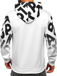 Men's Printed Kangaroo Hoodie White Bolf 8B992