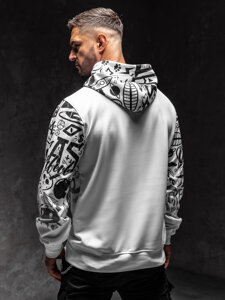 Men's Printed Kangaroo Hoodie White Bolf 8B995A1