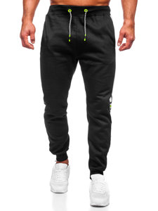 Men's Printed Sweatpants Black-Green Bolf AM125