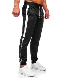 Men's Printed Sweatpants Black-Green Bolf AM125