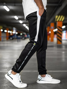 Men's Printed Sweatpants Black-Green Bolf AM125A