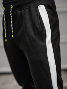 Men's Printed Sweatpants Black-Green Bolf AM125B