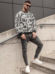 Men's Printed Sweatshirt Black-White Bolf 8B1133A