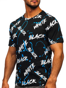 Men's Printed T-shirt Black-Blue Bolf 14939