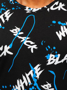 Men's Printed T-shirt Black-Blue Bolf 14939