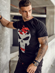 Men's Printed T-shirt Black-Red Bolf 2098A