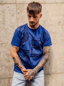 Men's Printed T-shirt Blue Bolf KS2525T