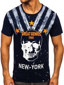 Men's Printed T-shirt Navy Blue Bolf Y70006