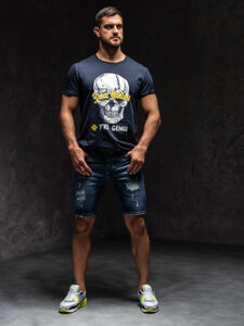 Men's Printed T-shirt Navy Blue Bolf Y70012