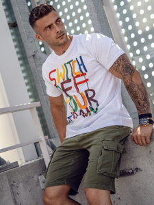 Men's Printed T-shirt White Bolf 1181A