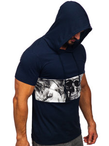 Men's Printed T-shirt with Hood Navy Blue Bolf 8T971