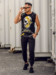 Men's Printed Tank Top Black Bolf 14814