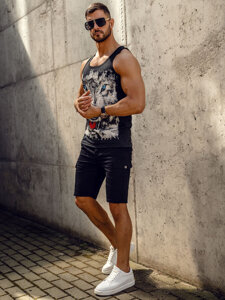 Men’s Printed Tank Top Black Bolf 14850A