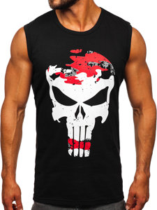 Men's Printed Tank Top Black-Red Bolf 14822