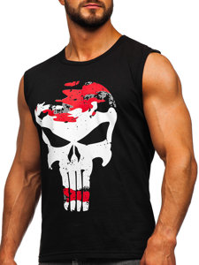 Men's Printed Tank Top Black-Red Bolf 14822