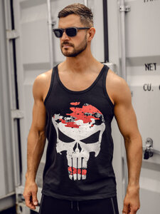 Men’s Printed Tank Top Black-Red Bolf 14849A