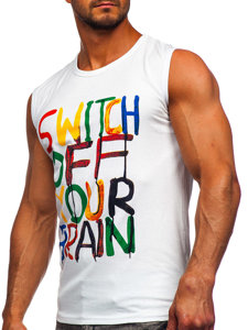 Men's Printed Tank Top White Bolf 14803-1