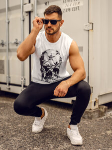 Men's Printed Tank Top White Bolf 14817