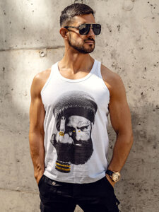 Men’s Printed Tank Top White Bolf 14842A