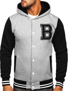 Men's Printed Zip Hoodie Grey Bolf 07