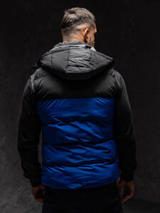 Men’s Quilted Gilet Blue with hood Bolf 1189A1