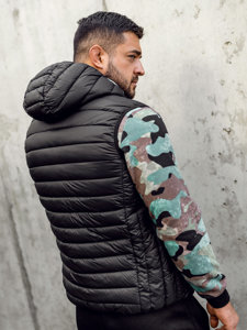 Men's Quilted Gilet with Hood Black Bolf 13072A