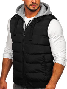 Men's Quilted Gilet with Hood Black Bolf 5M751