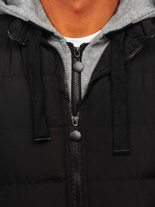 Men's Quilted Gilet with Hood Black Bolf 5M751