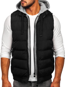 Men's Quilted Gilet with Hood Black Bolf 5M751