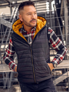 Men's Quilted Gilet with Hood Black Bolf 7106A