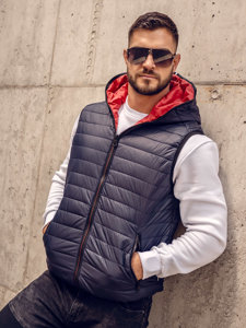 Men's Quilted Gilet with Hood Navy Blue Bolf 7106A