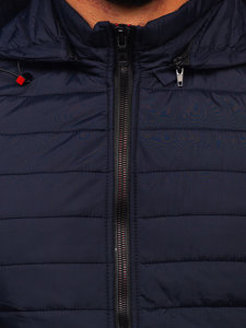 Men's Quilted Gilet with Hood Navy Blue Bolf 7157