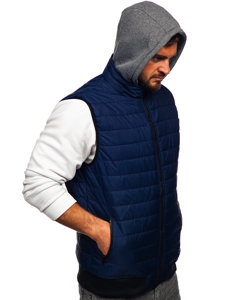 Men's Quilted Gilet with Hood Navy Blue Bolf 8M983