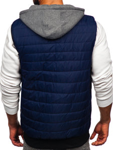 Men's Quilted Gilet with Hood Navy Blue Bolf 8M983