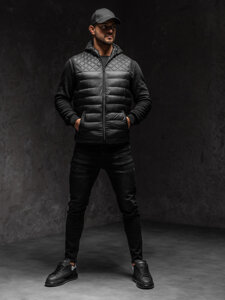 Men's Quilted Gilet with hood Black Bolf HDL88003A1