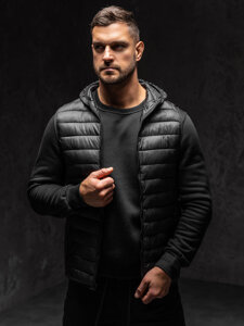 Men’s Quilted Gilet with hood Black Bolf LY36A1