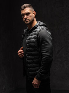 Men’s Quilted Gilet with hood Black Bolf LY36A1