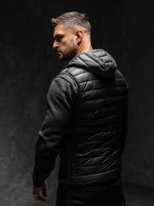 Men’s Quilted Gilet with hood Black Bolf LY36A1