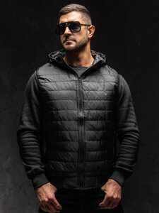 Men's Quilted Gilet with hood Black Bolf MY88A1