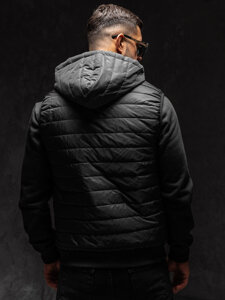 Men's Quilted Gilet with hood Black Bolf MY88A1