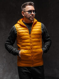 Men’s Quilted Gilet with hood Camel Bolf LY36A1