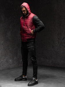 Men's Quilted Gilet with hood Claret Bolf MY88A1