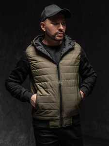 Men's Quilted Gilet with hood Green Bolf MY88A1